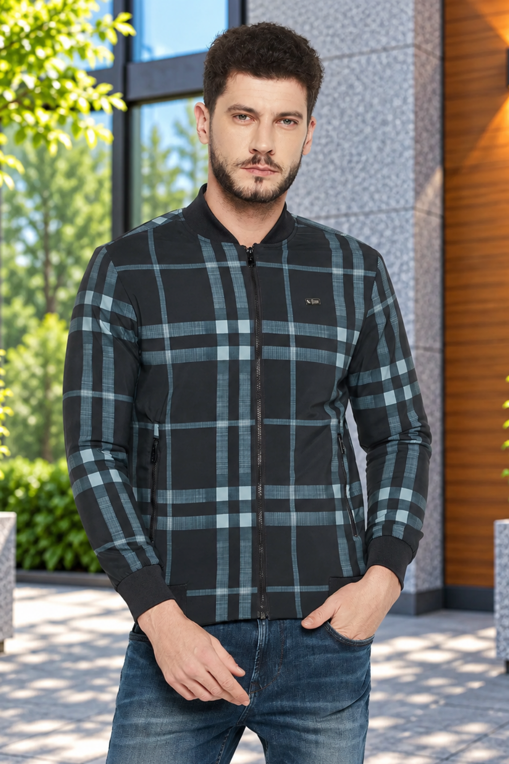 Men's Regular Fit Bomber Jacket For Winter Wear Rich text editor