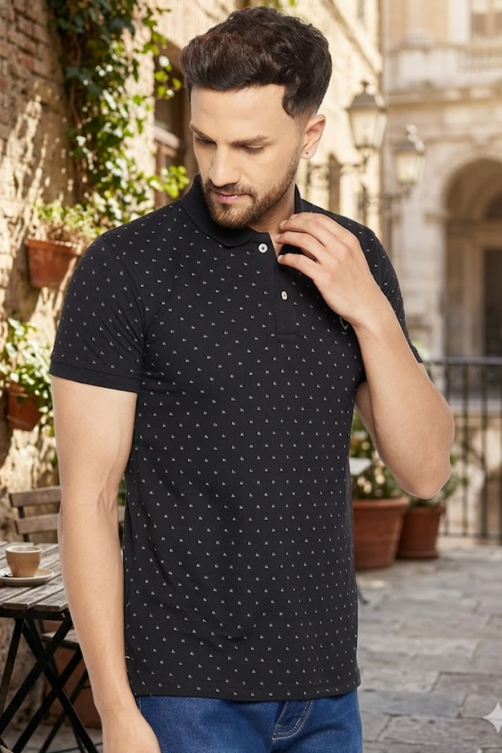 Purchase Camey Men's Cotton Tees – Light, Long-Lasting Wear | Men's Printed Half Sleeves Cotton Front Button T-Shirt