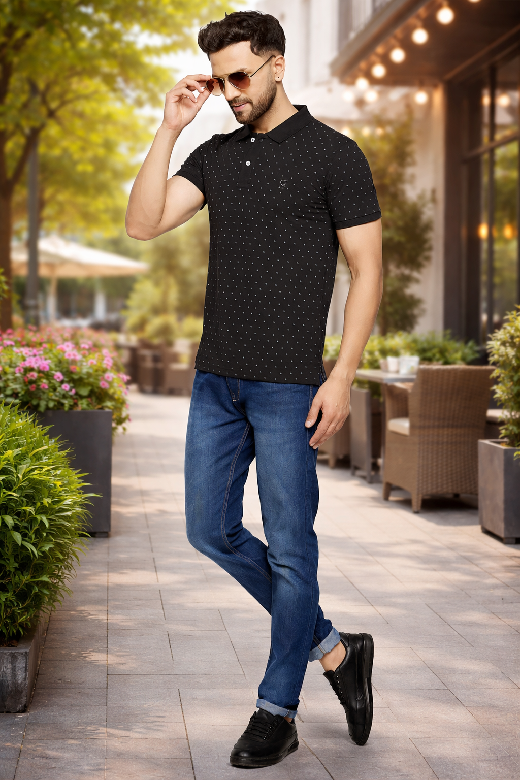 Purchase Camey Men's Cotton Tees – Light, Long-Lasting Wear | Men's Printed Half Sleeves Cotton Front Button T-Shirt