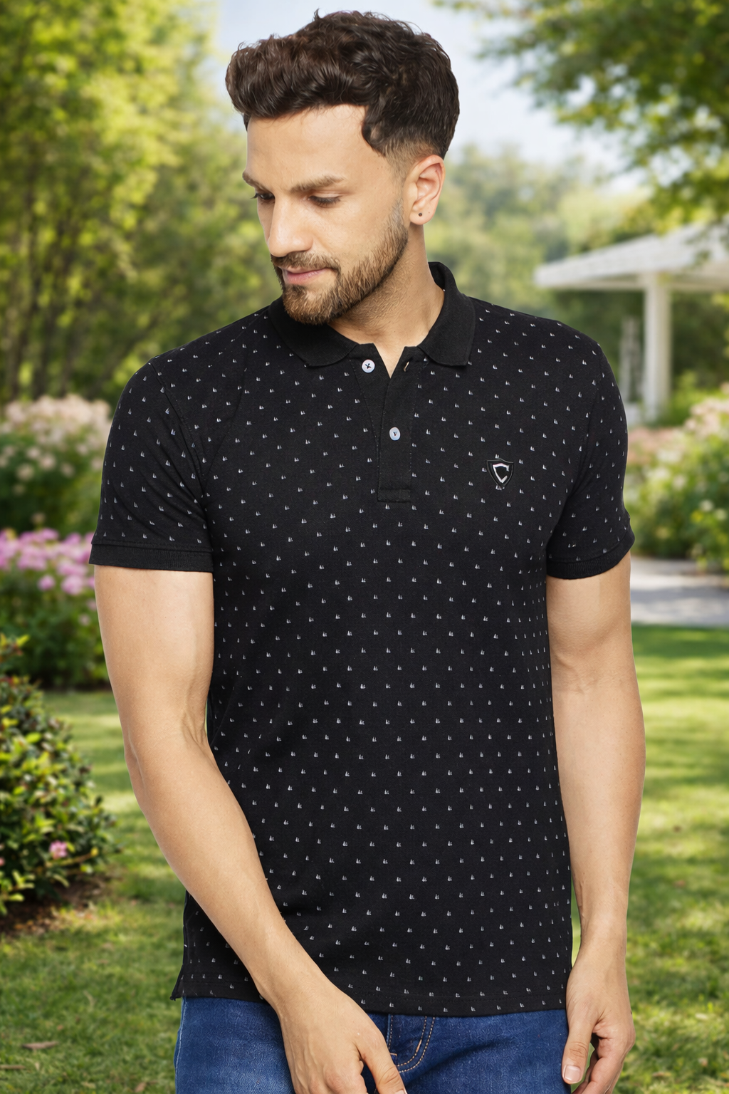 Purchase Camey Men's Cotton Tees – Light, Long-Lasting Wear | Men's Printed Half Sleeves Cotton Front Button T-Shirt