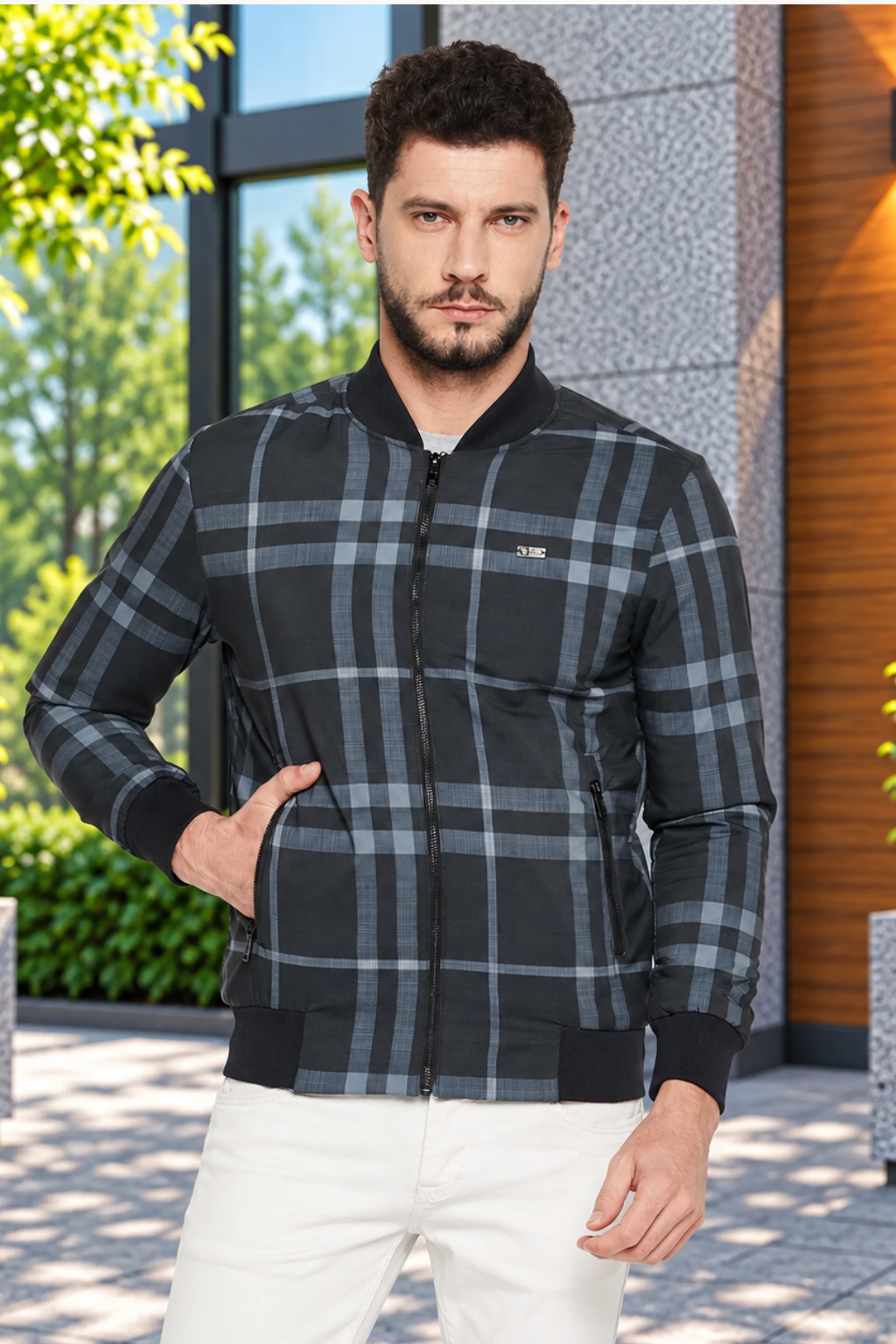 Men's Regular Fit Bomber Jacket For Winter Wear
