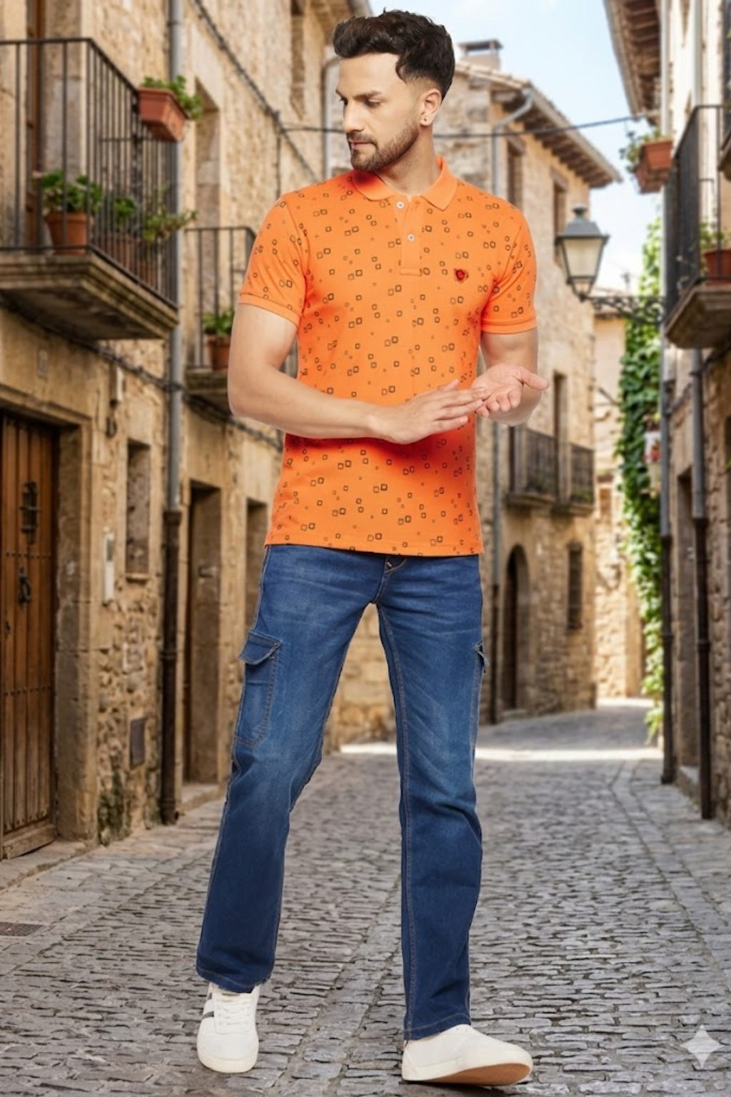 Camey Men's Graphic Tees – Strong Prints, Soft Cotton| Men's Printed Half Sleeves Cotton Front Button T-Shirt