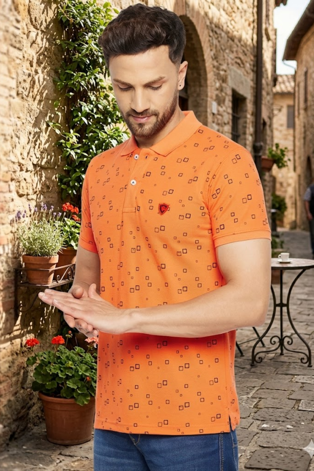 Camey Men's Graphic Tees – Strong Prints, Soft Cotton| Men's Printed Half Sleeves Cotton Front Button T-Shirt