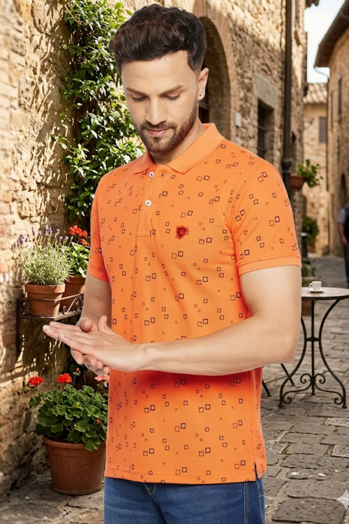 Camey Men's Graphic Tees – Strong Prints, Soft Cotton| Men's Printed Half Sleeves Cotton Front Button T-Shirt