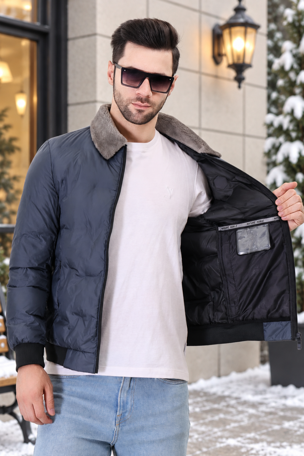 Airforce Spread Collar Puffer Jacket for Mens