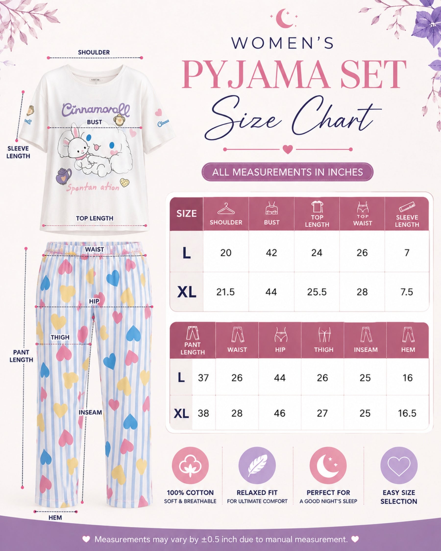 Women 100% Cotton Night Suit | Soft Breathable Sleepwear with Half Sleeve Top & Full Length Pyjama Set