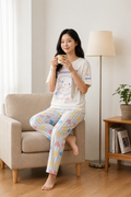 Women 100% Cotton Night Suit | Soft Breathable Sleepwear with Half Sleeve Top & Full Length Pyjama Set