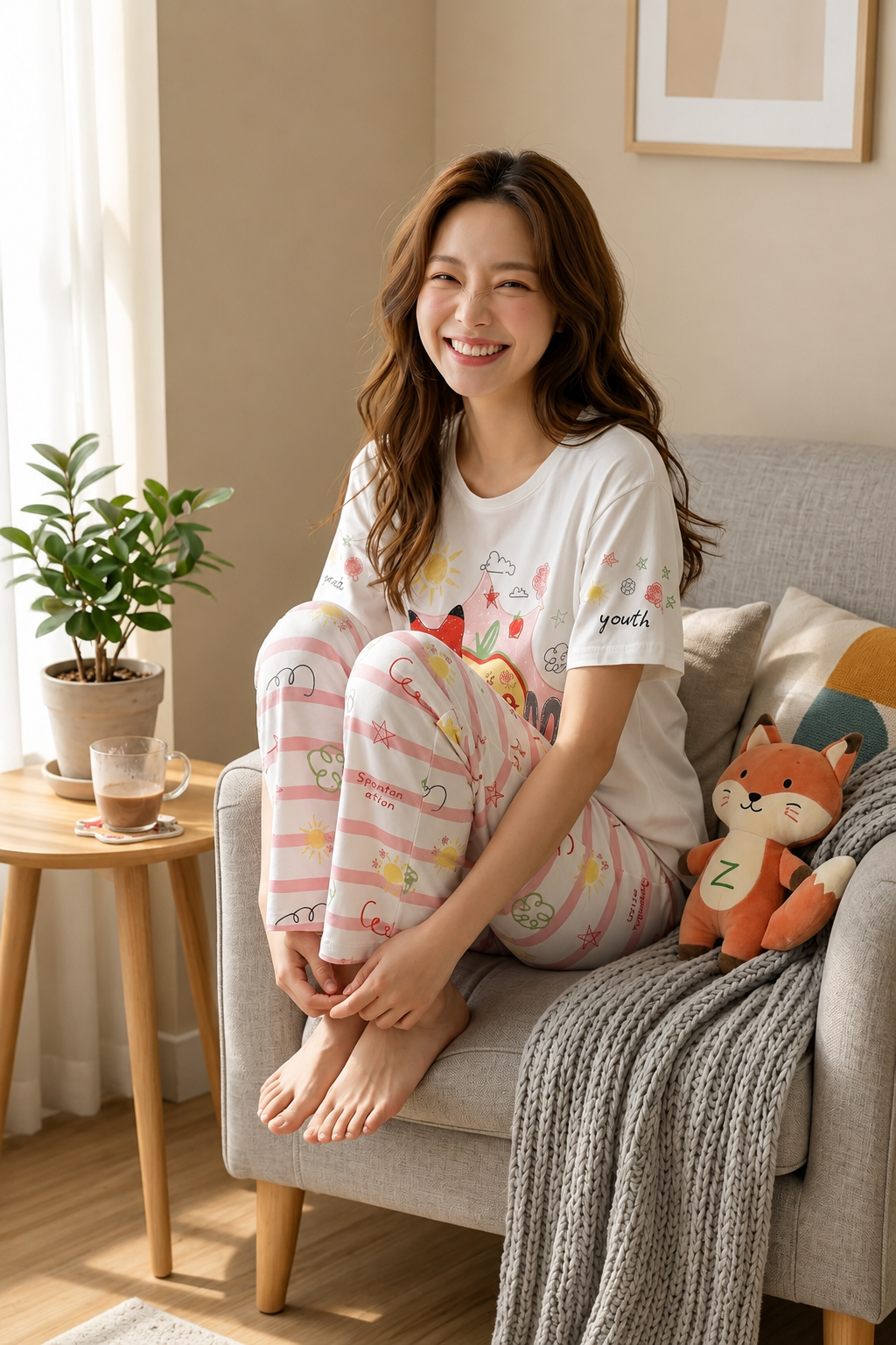 Women 100% Cotton Night Suit | Soft Breathable Sleepwear with Half Sleeve Top & Full Pyjama Set