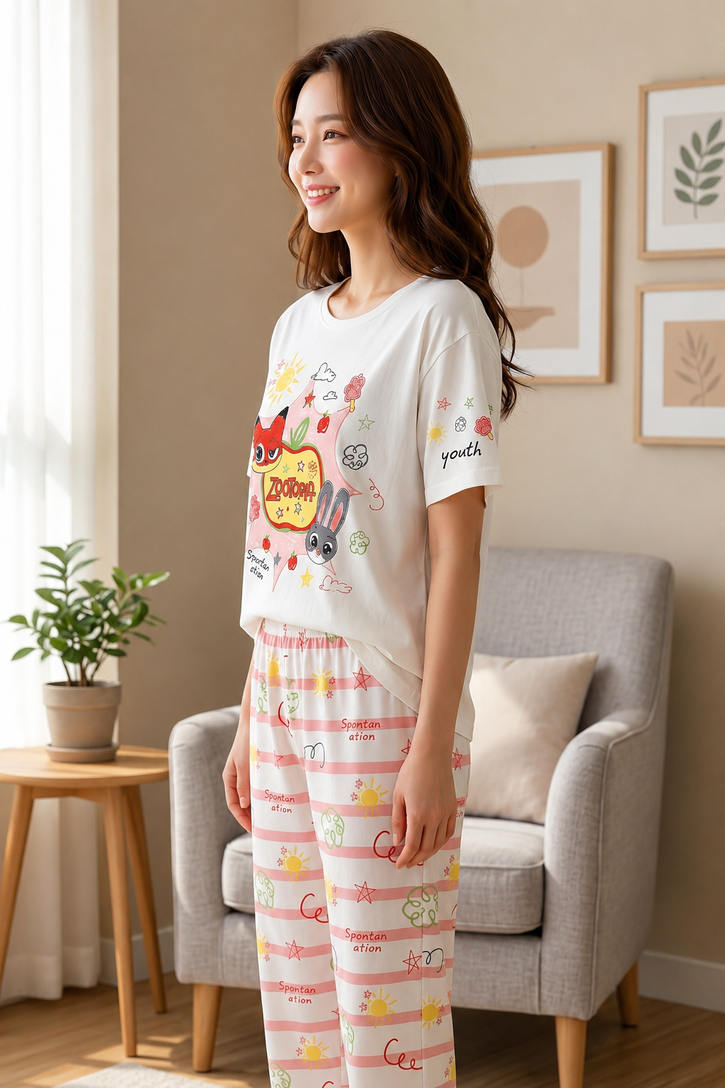 Women 100% Cotton Night Suit | Soft Breathable Sleepwear with Half Sleeve Top & Full Pyjama Set
