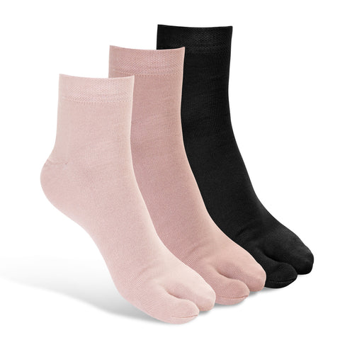 Women's Cotton Spandex Thumb Asst. Colours Socks, Set of 3