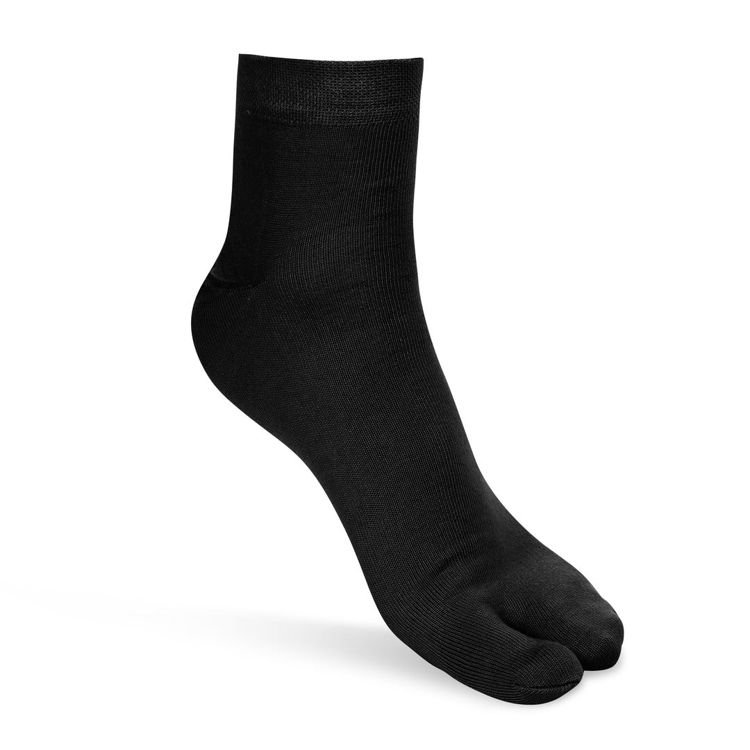 Women's Cotton Spandex Thumb Black Socks, Set of 3