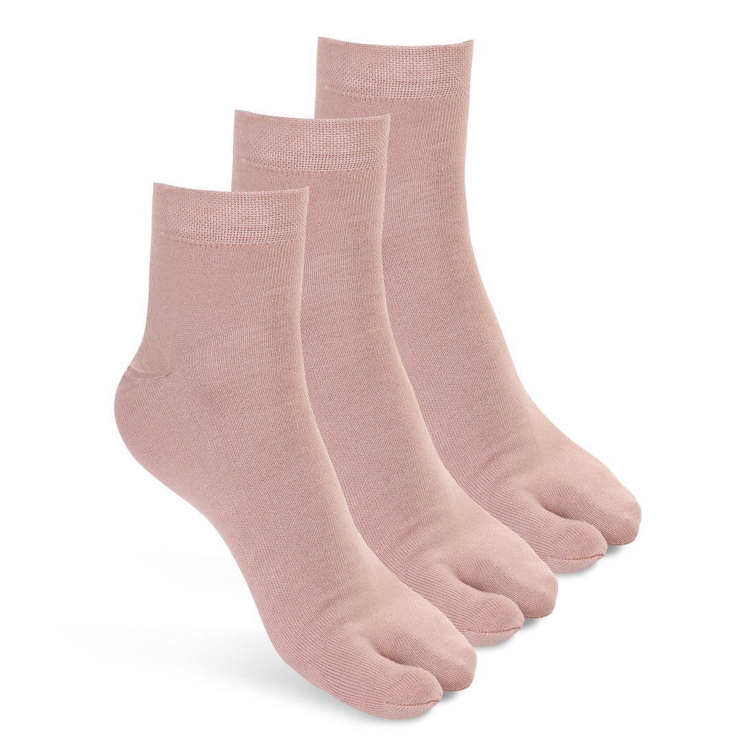 Women's Cotton Spandex Thumb Fawn Socks, Set of 3