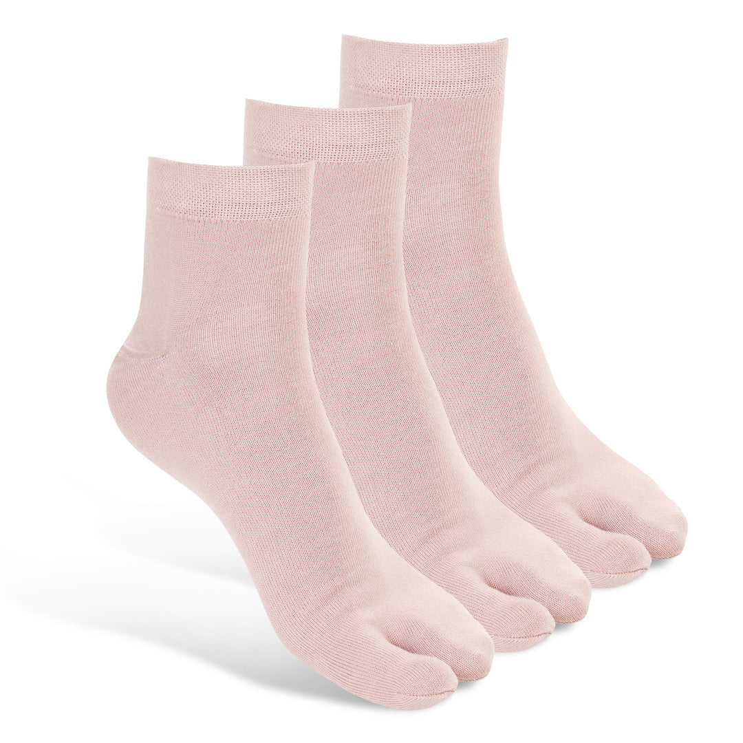 Women's Cotton Spandex Thumb Skin Socks, Set of 3