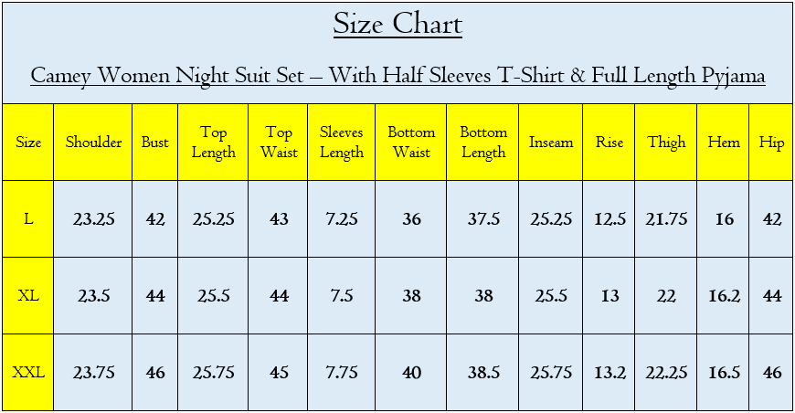 Women  Night Suit Set – Soft Printed Sleepwear with Half Sleeves & Full Length Pyjama