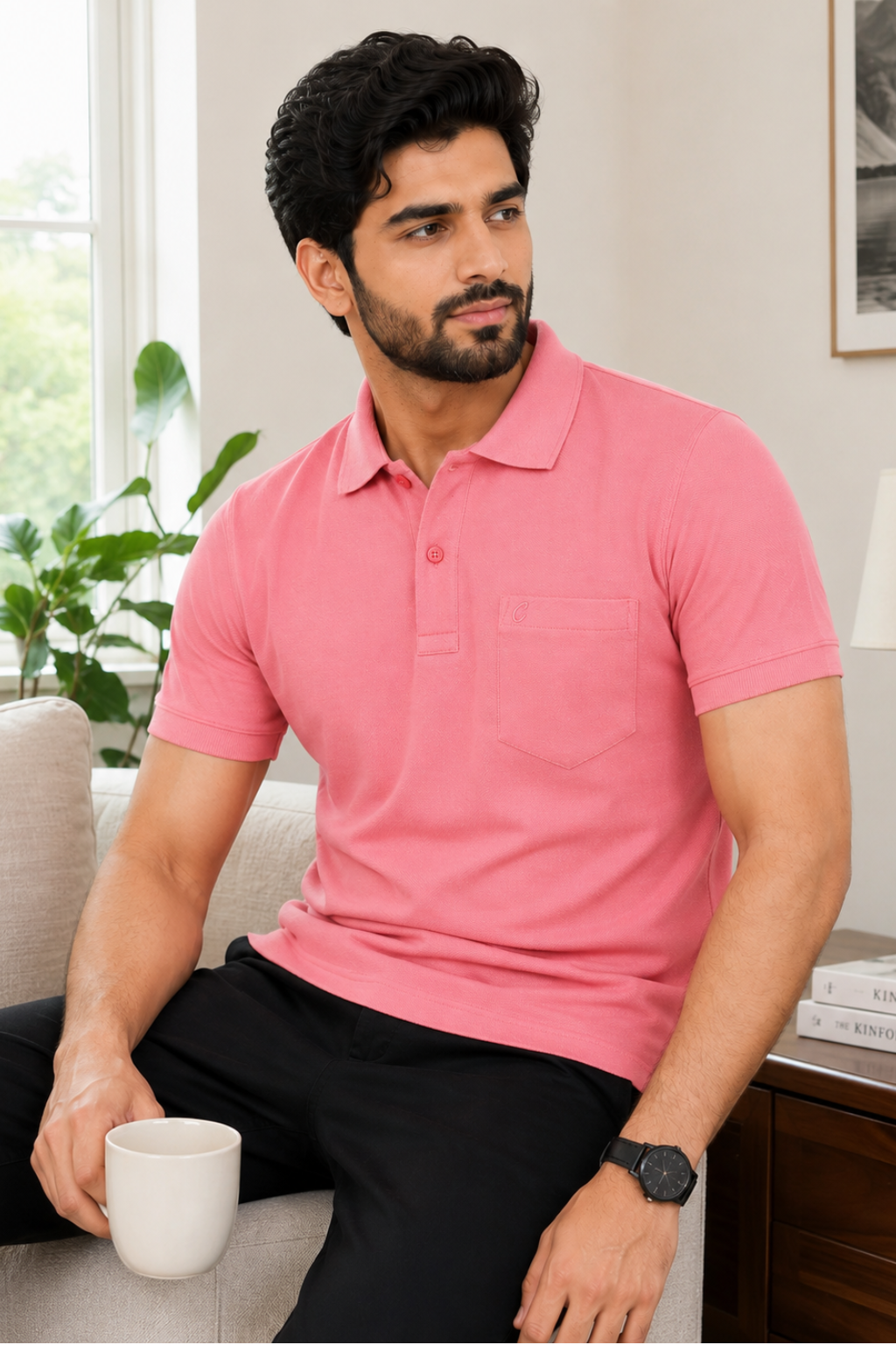 Men's Cotton Matte Polo Collar T-Shirt