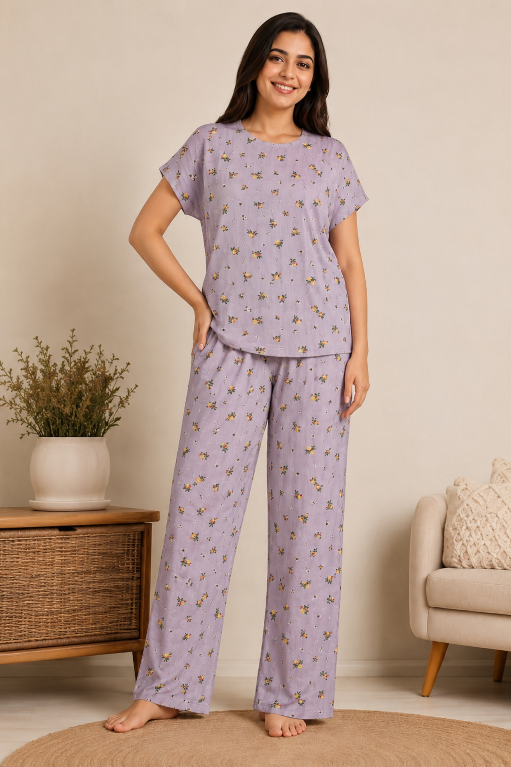 Women Night Suit Set | Soft & Breathable Sleepwear for Women | Half Sleeve Top with Full Length Pyjama