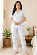 Women Night Suit | Women Sleepwear Set | Ladies Nightwear | Front Open Pyjama Set