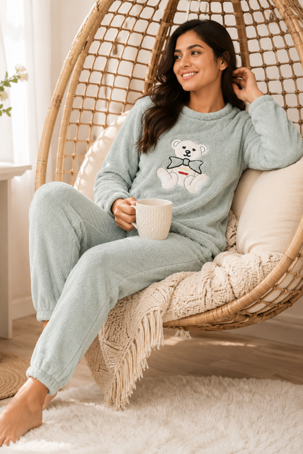 Camey Women Printed Winter Full Sleeve Top and Pajama Set