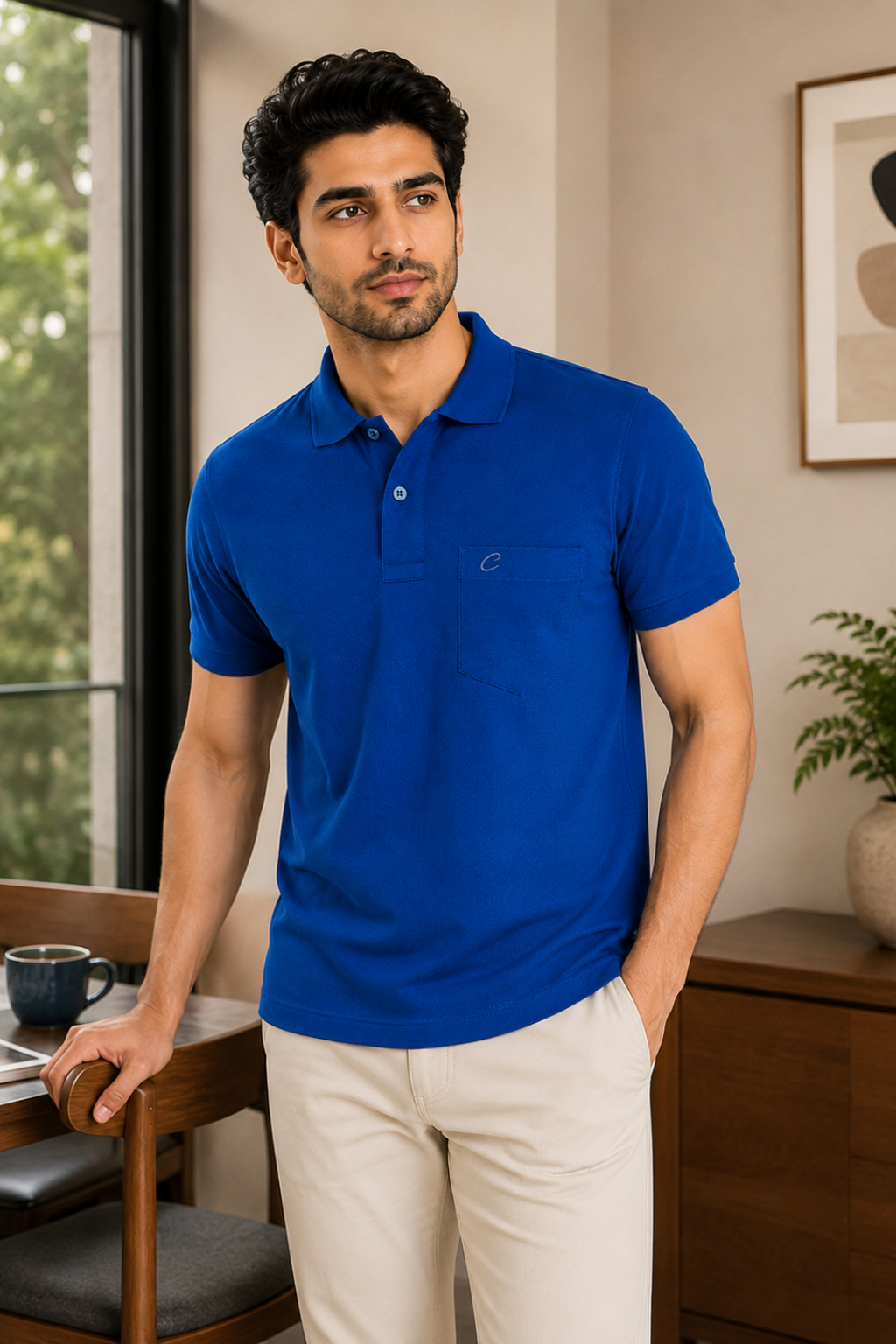 Purchase Camey Men's Cotton Tees – Light, Long-Lasting Wear | Camey Men's Cotton Matte Polo Collar T-Shirt
