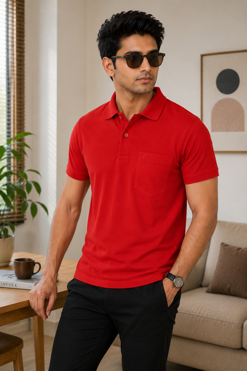 Men's Cotton Matte Polo Collar T-Shirt for Men