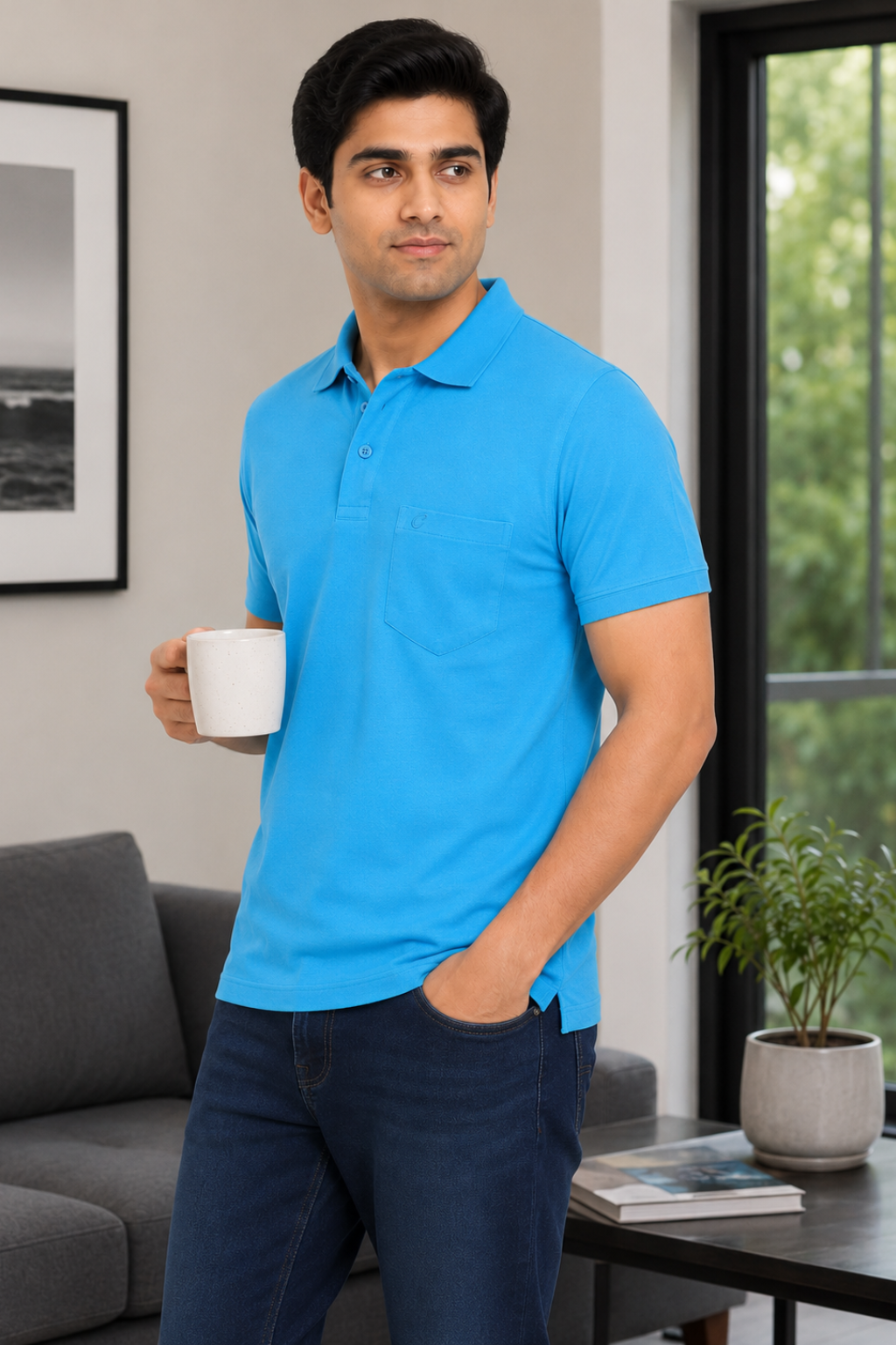 Men's Cotton Matte Polo Collar T-Shirt