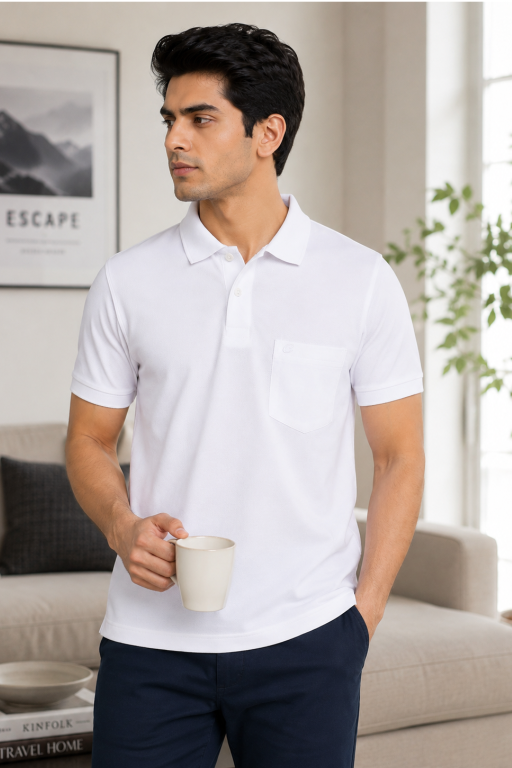 Camey Solid T-Shirts for Men – Traditional & Evergreen Style | Men's Cotton Matte Polo Collar T-Shirt