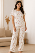 Women Night Suit Set | Soft & Breathable Sleepwear for Women | Half Sleeve Top with Full Length Pyjama