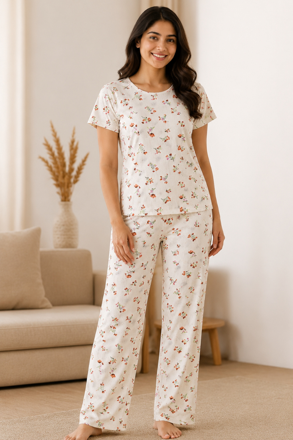 Women Night Suit Set | Soft & Breathable Sleepwear for Women | Half Sleeve Top with Full Length Pyjama