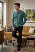 Camey Men's Solid Full Sleeve Polo T-Shirt For Men with Pocket