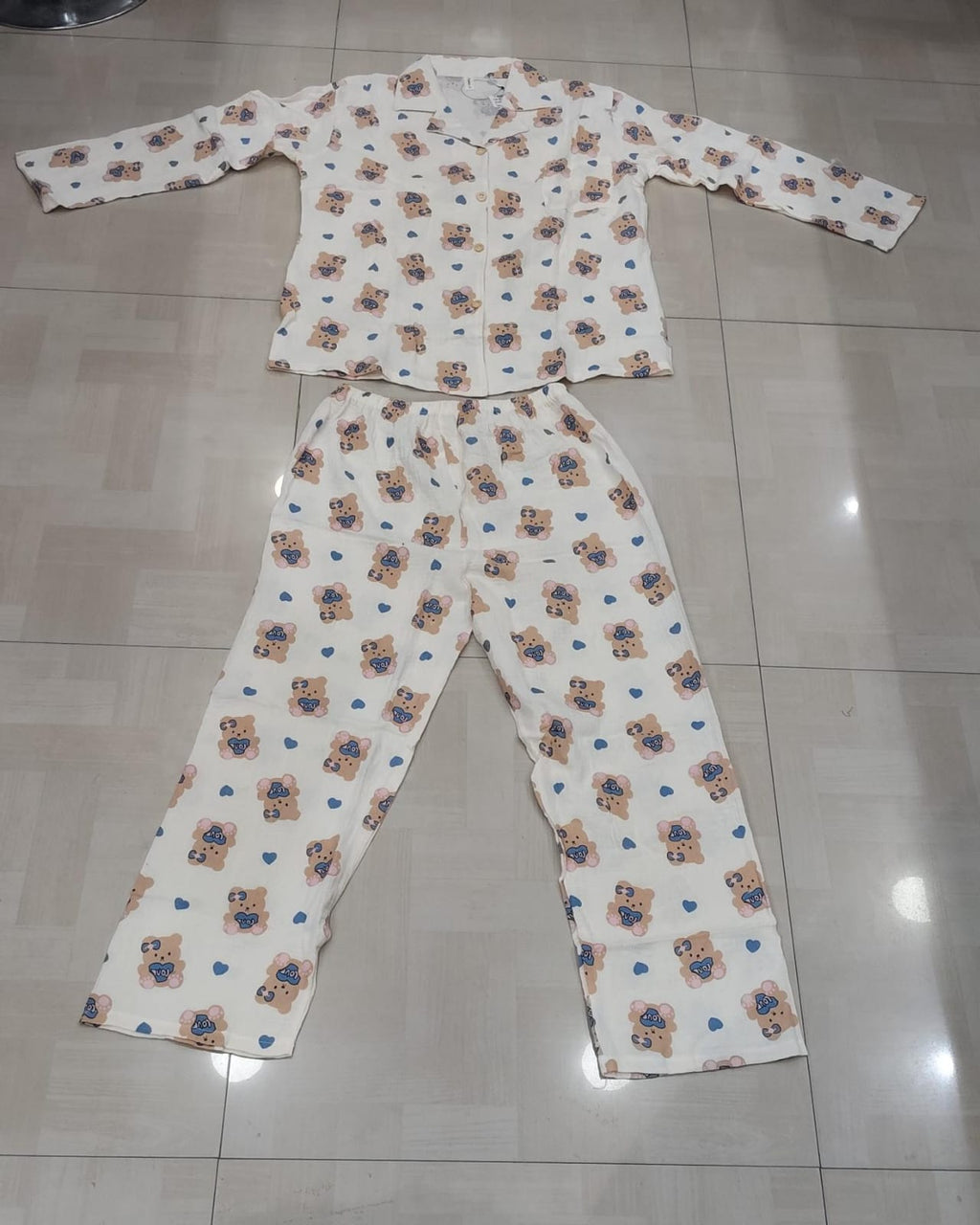 Women Night Suit Cotton Muslin Pyjama Set | Soft Printed Full Sleeve Sleepwear