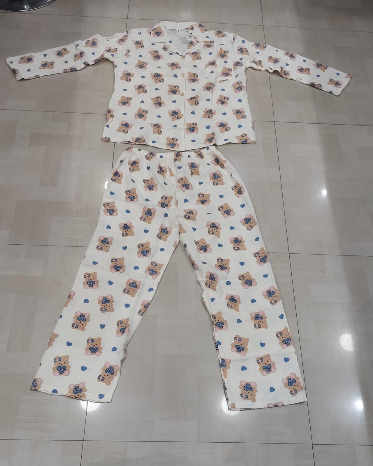 Women Night Suit Cotton Muslin Pyjama Set | Soft Printed Full Sleeve Sleepwear