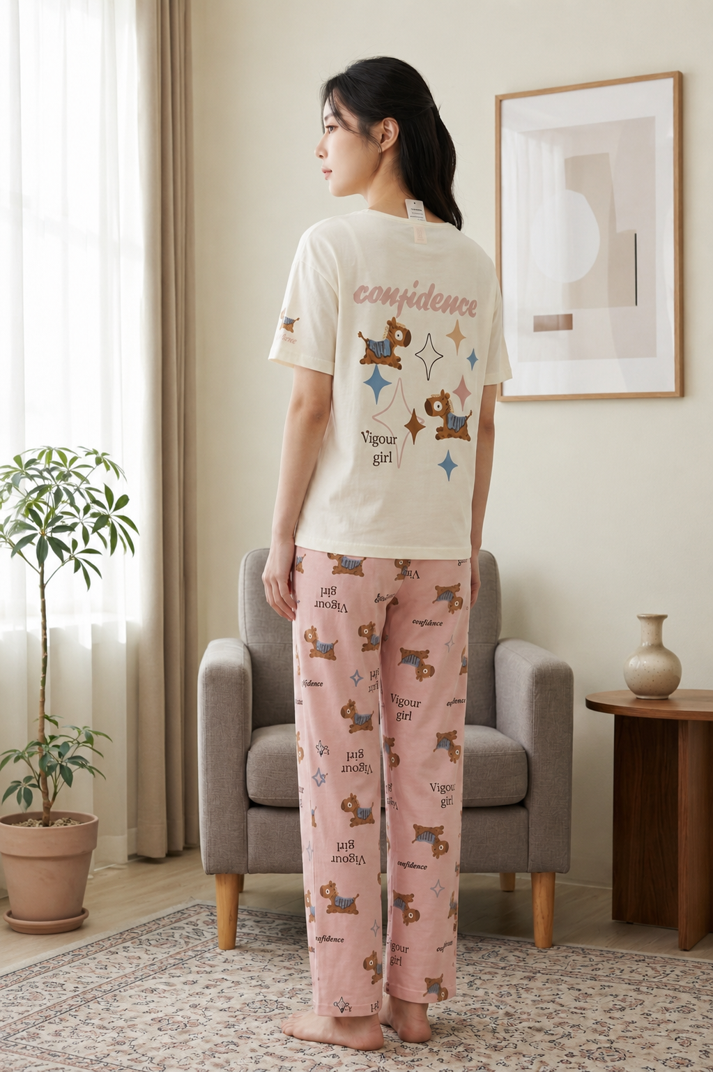 Women 100% Cotton Night Suit | Soft Breathable Sleepwear with Half Sleeve Top &amp; Full Length Pyjama