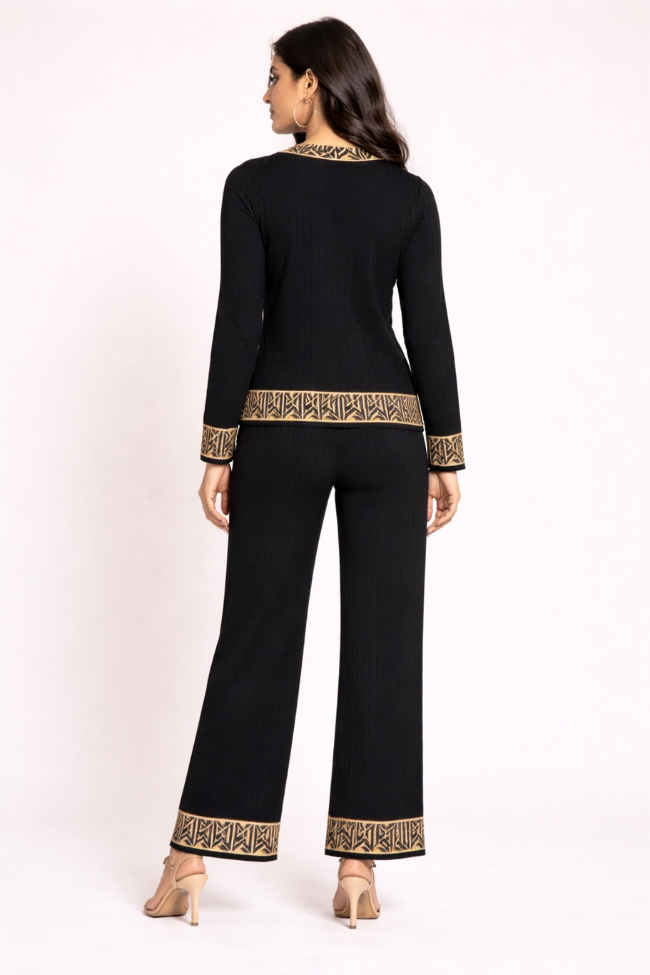 Camey Women Woolen Lounge Wear Set | Full Sleeve with Wide Leg Pants | Soft Warm Winter Co-Ord Set