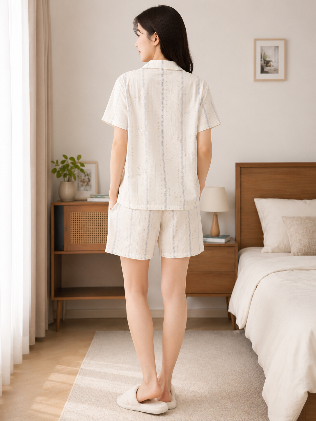 Women Short Set with Padded Shirt | Front Open Korean Night Suit for Women | Half Sleeve Short Set