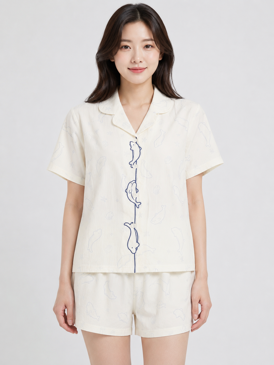 Women Short Set with Padded Shirt | Front Open Korean Night Suit for Women | Half Sleeve Short Set