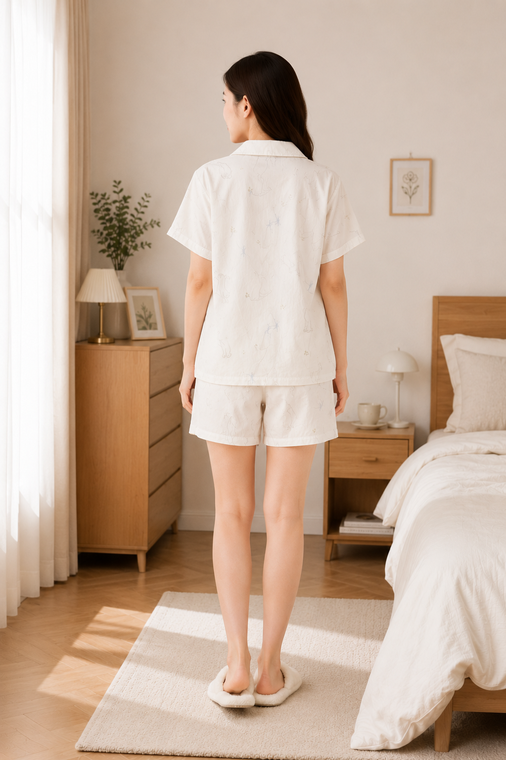 Women Short Set with Padded Shirt | Front Open Korean Night Suit for Women | Half Sleeve Short Set