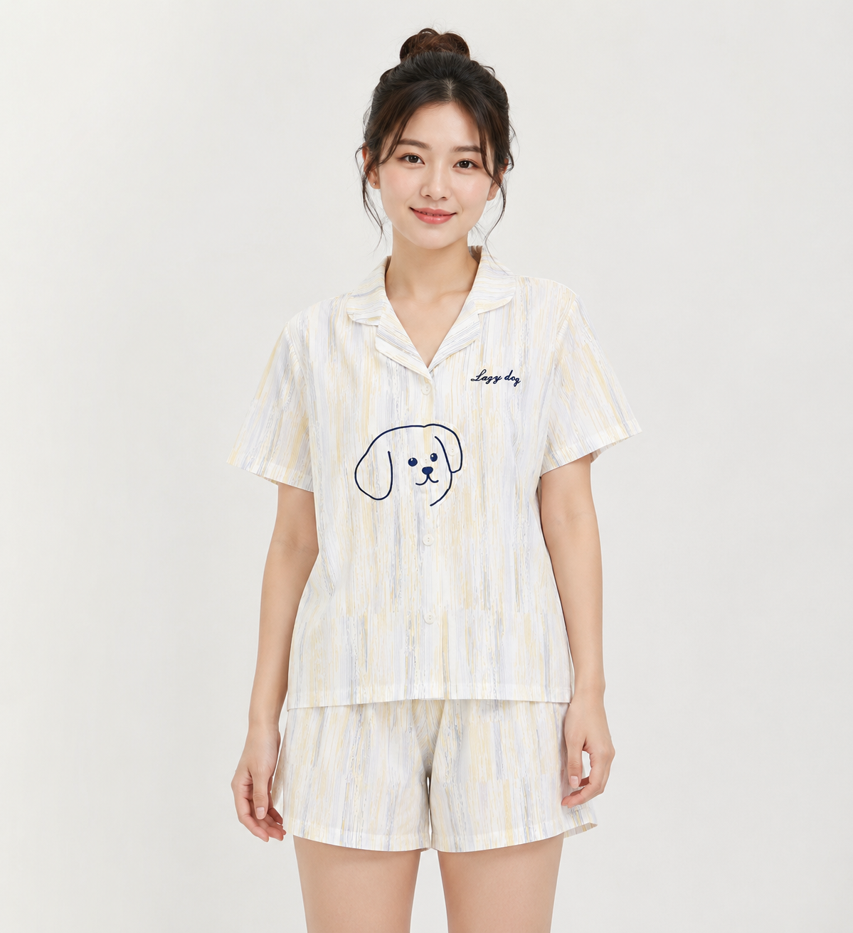 Women Short Set with Padded Shirt | Front Open Korean Night Suit for Women | Half Sleeve Short Set