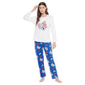 Tom & Jerry Text & Graphic Print Top & Pyjama Set in White & Blue