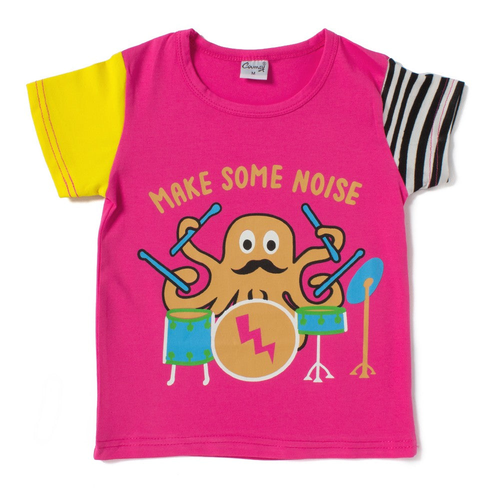 Camey Boys Printed Round Neck T-Shirt (Peach;2-3 Years) - Camey Shop