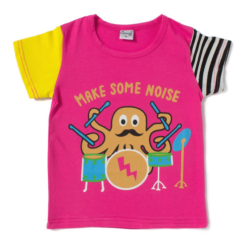 Camey Boys Printed Round Neck T-Shirt (Peach;2-3 Years) - Camey Shop