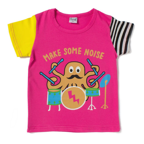 Camey Boys Printed Round Neck T-Shirt (Peach;2-3 Years) - Camey Shop