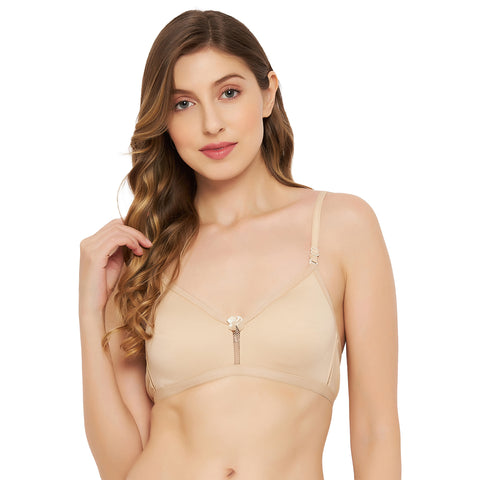 Womens Non Padded Non Wired Solid Full Coverage Skin Bra with Detachable Straps - Camey Shop