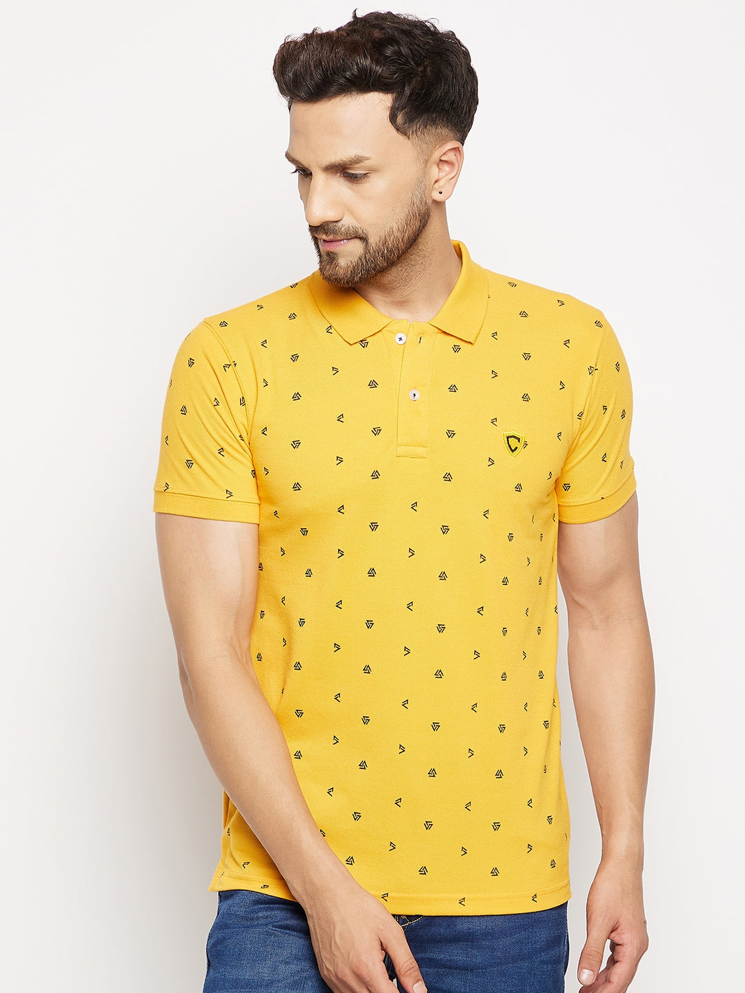 Camey Men's Printed Half Sleeves Cotton Front Button T-Shirt - Camey Shop