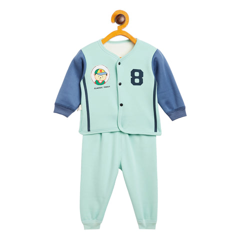 Infant Cotton Full Sleeves Front Open Sweatshirt with Pant Set - Camey Shop