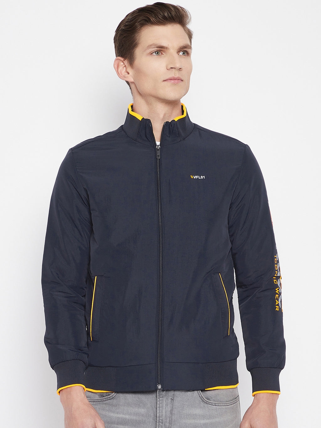 Mens Navy Full Sleeve Zipper Jacket - Camey Shop