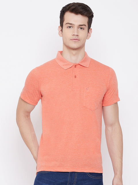 Men's Orange Half Sleeves Cotton Polo T-Shirt - Camey Shop