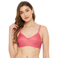 Womens Non Padded Non Wired Solid Full Coverage Coral Colour Bra - Camey Shop