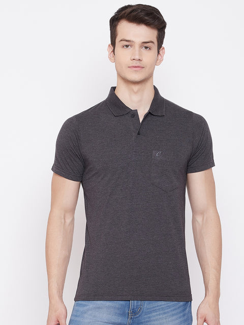 Men's D.Grey Half Sleeves Cotton Polo T-Shirt - Camey Shop