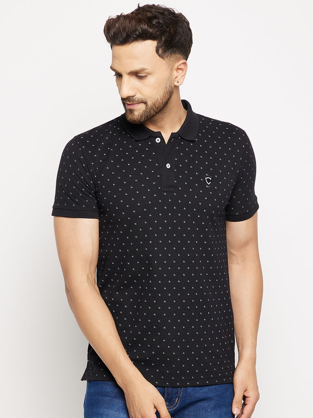 Camey Men's Printed Half Sleeves Cotton Front Button T-Shirt - Camey Shop