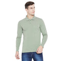 Men's Dark Green Full Sleeves Cotton Polo T-Shirt - Camey Shop